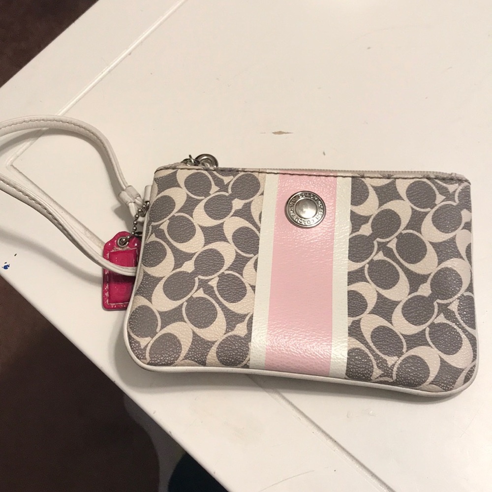 Coach Pink and Grey Wristlet
